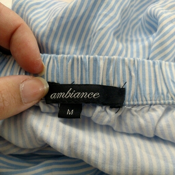 Ambiance Sear Sucker Off the Shoulder Blur Crop Top - Picture 6 of 6